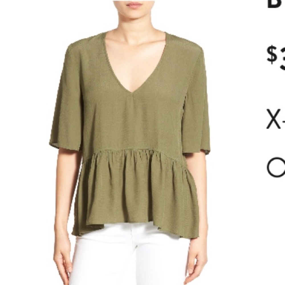 BP Olive V-Neck Peplum Blouse